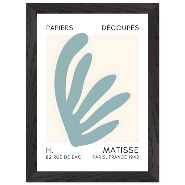 Artfulprints Poster met Lijst Matisse – Aquatic impression turquoise - A4 21x29.7 cm - Turquoise - 51Dnspod | Smaakvolle damp – Verzendkosten vrij vanaf 40€