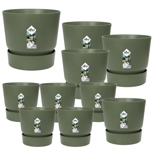 10x Pot elho Greenville groen (5x D14x13, 1x D24xH23, 3x D30xH28, 1x D39xH37) - 51Dnspod | Smaakvolle damp – Verzendkosten vrij vanaf 40€
