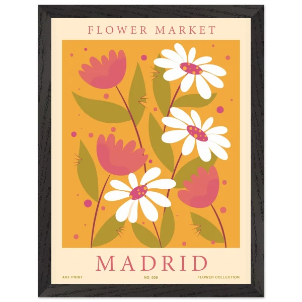 Artfulprints Poster met Lijst Flower market - Madrid - 30x40 cm - Oranje - 51Dnspod | Smaakvolle damp – Verzendkosten vrij vanaf 40€