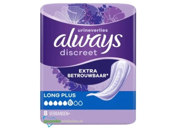 Always Discreet Incontinentieverband Long Plus 8 stuks - 51Dnspod | Smaakvolle damp – Verzendkosten vrij vanaf 40€