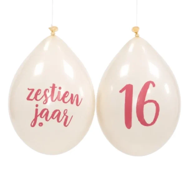 Ballonnen 16 jaar wit/roségoud 30 cm - 10 stuks - 51Dnspod | Smaakvolle damp – Verzendkosten vrij vanaf 40€