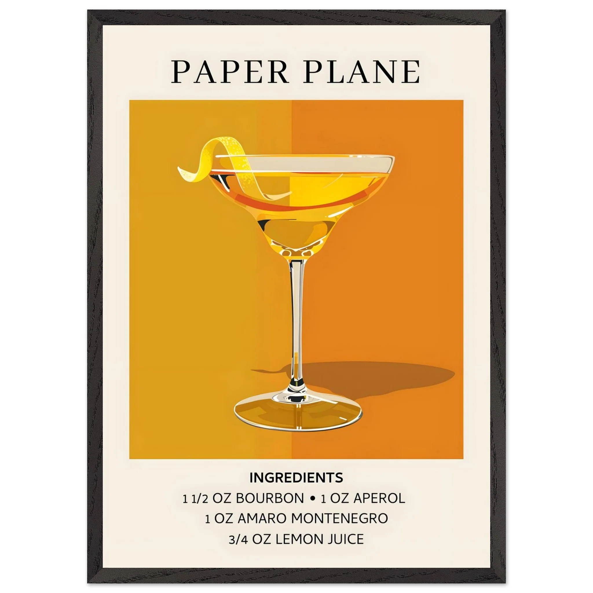 Artfulprints Poster met Lijst Paper Plane cocktail - Ingredients - 50x70 cm - Oranje - 51Dnspod | Smaakvolle damp – Verzendkosten vrij vanaf 40€ Artfulprints Poster met Lijst Paper Plane cocktail - Ingredients - 50x70 cm - Oranje - 51Dnspod | Smaakvolle damp – Verzendkosten vrij vanaf 40€