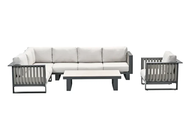 7-persoons loungeset Bologna - hoekbank met fauteuil -met loungetafel - 51Dnspod | Smaakvolle damp – Verzendkosten vrij vanaf 40€