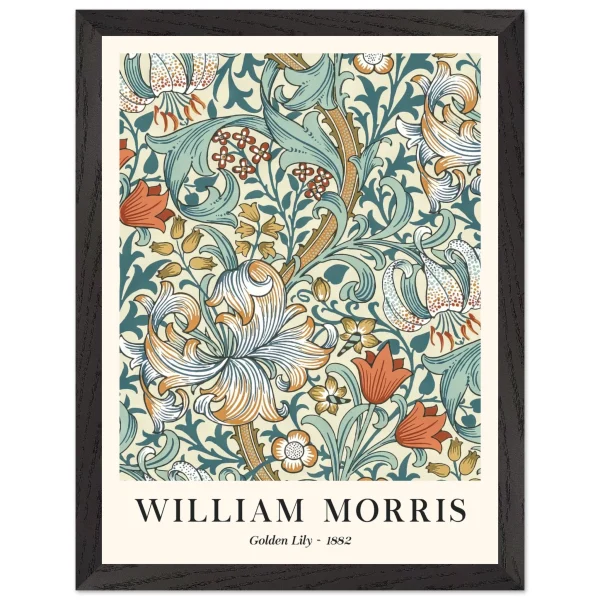 Artfulprints Poster met Lijst William Morris - Golden lilly II 1882 - 30x40 cm - Groen - 51Dnspod | Smaakvolle damp – Verzendkosten vrij vanaf 40€