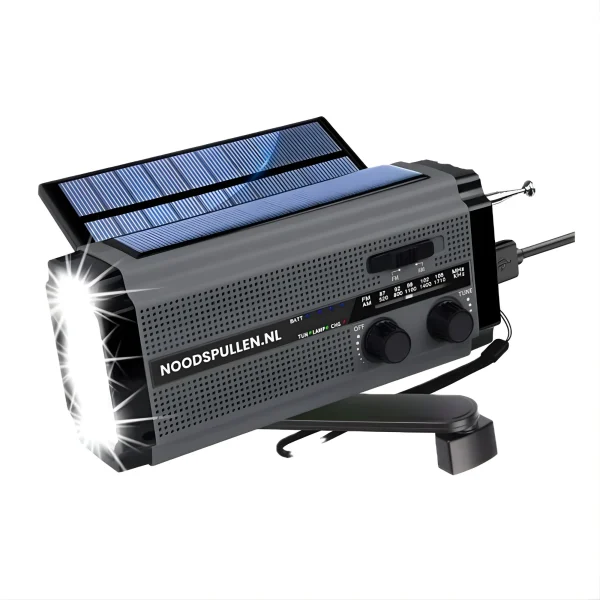 #1 noodradio met dynamo + 2 zonnepanelen + 2 lampen + mega accu + FM/AM - 51Dnspod | Smaakvolle damp – Verzendkosten vrij vanaf 40€