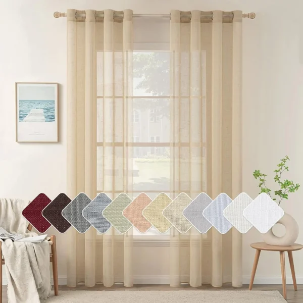2 Stuks - Crème Gordijn Set - Voile 140 x 245 CM - Luchtige Raambekleding - Transparante Vitrage Voor Woonkamer - Elegante Gordijnen - Lichtdoorlatende Siergordijnen - Crèmekleurige Raamdecor