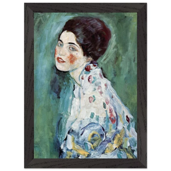 Artfulprints Poster met Lijst Gustav Klimt - Portrait of a lady - A4 21x29.7 cm - Donkergroen - 51Dnspod | Smaakvolle damp – Verzendkosten vrij vanaf 40€