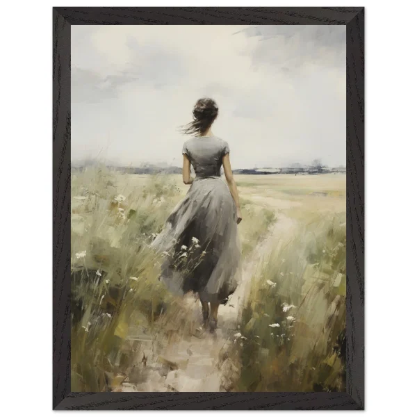 Artfulprints Poster met Lijst Woman in flowerfield - 30x40 cm - Groen - 51Dnspod | Smaakvolle damp – Verzendkosten vrij vanaf 40€