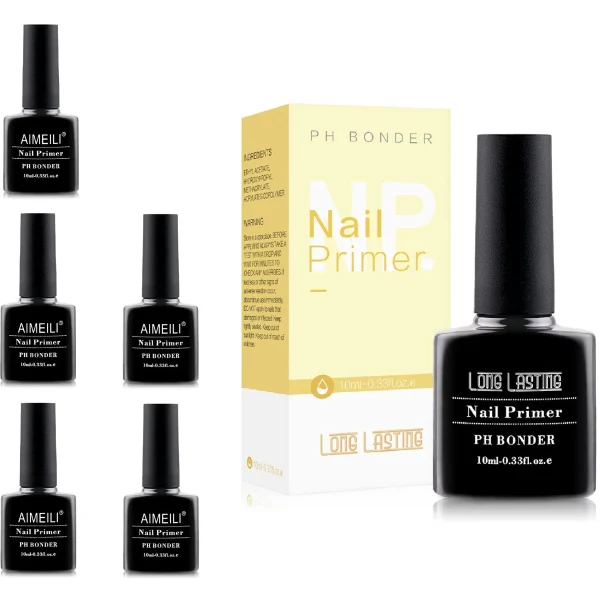 6 Stuks - AIMEILI Nagelprimer - UV Gel Nagellak Primer voor Sterke Hechting - Voor Bouwgel, Kleurengel, Acrygel, Acryl - Luchtgedroogd, UV/LED Lamp Niet Nodig - 10 ml - 51Dnspod | Smaakvolle