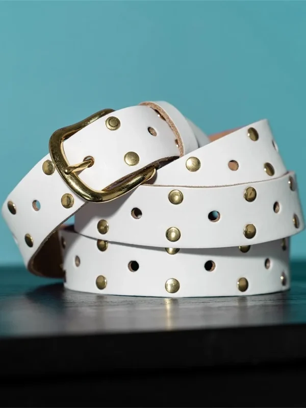 Belt Leather Long Gold Studs - 51Dnspod | Smaakvolle damp – Verzendkosten vrij vanaf 40€