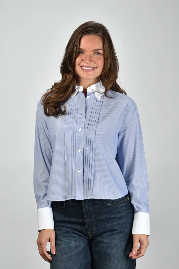 Academia blouse Miuccia CB 1069B-643 riga azzurra - 51Dnspod | Smaakvolle damp – Verzendkosten vrij vanaf 40€