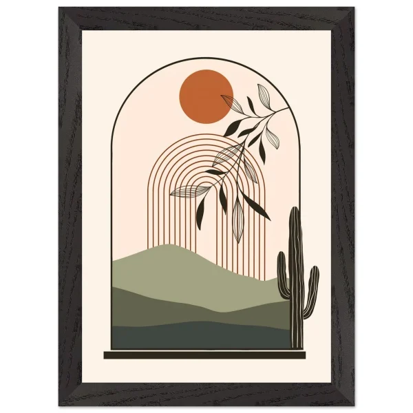 Artfulprints Poster met Lijst Boho – Desert window - A4 21x29.7 cm - Meerkleurig - 51Dnspod | Smaakvolle damp – Verzendkosten vrij vanaf 40€