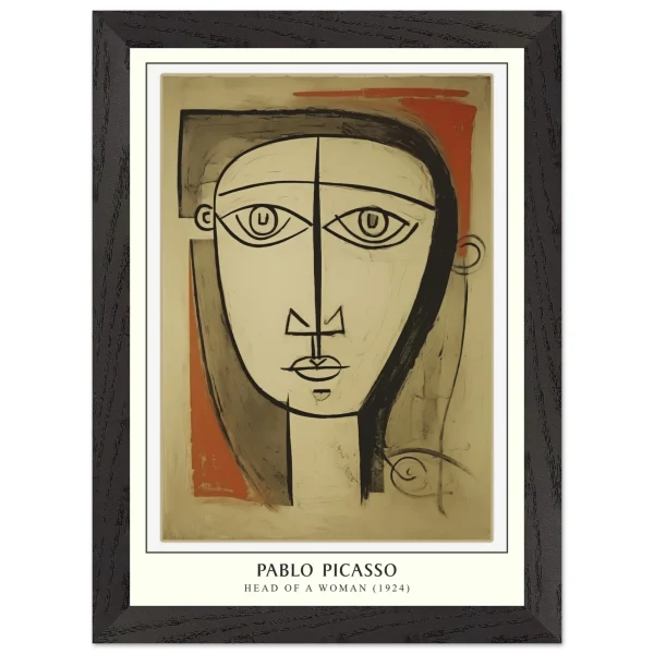 Artfulprints Poster met Lijst Pablo Picasso - Head of a woman - A4 21x29.7 cm - Bruin - 51Dnspod | Smaakvolle damp – Verzendkosten vrij vanaf 40€
