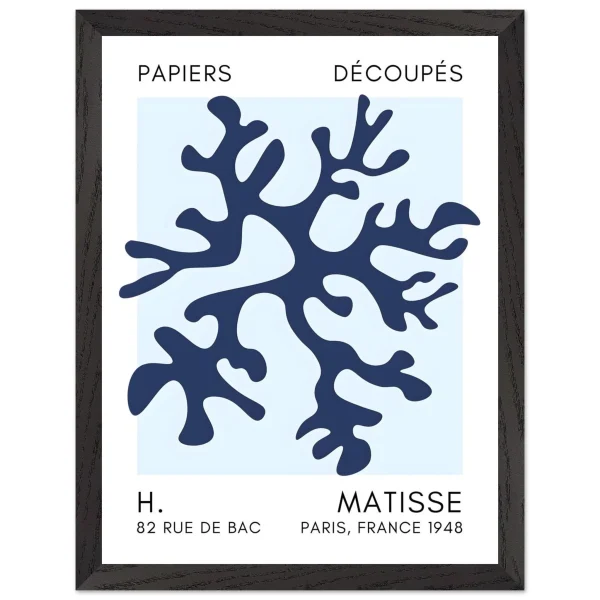 Artfulprints Poster met Lijst Matisse – Dreamy coral flower navy blue I - 30x40 cm - Blauw - 51Dnspod | Smaakvolle damp – Verzendkosten vrij vanaf 40€
