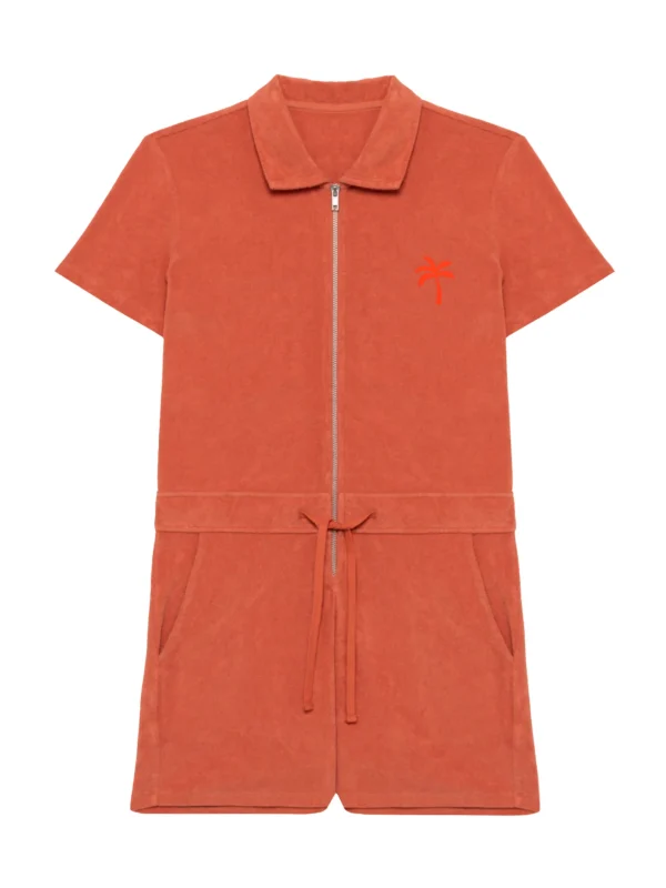 Badstof Jumpsuit Palm Tree Mini Chest Neon Orange Velvet | NOTE: Levertijd 5-7 werkdagen - 51Dnspod | Smaakvolle damp – Verzendkosten vrij vanaf 40€