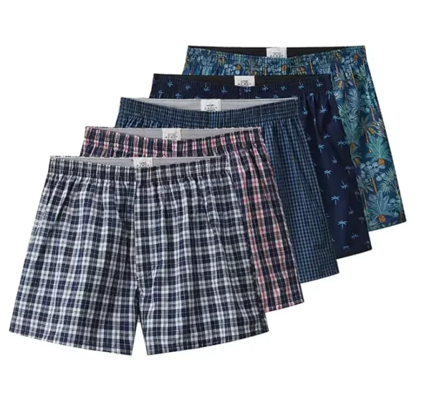 5-Pack Herenboxershorts | Makkelijk Zittend | Ademend Katoen | Diverse Maten XS-4XL | Mix Motieven Ruiten Strepen Tropisch | Flexibele Tailleband | Zachte Pasvorm | Veelzijdig Ondergoed voor