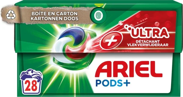 Ariel Wasmiddel Pods + Ultra Vlekverwijderaar - 28 Wasbeurten - Verpakking beschadigd - 51Dnspod | Smaakvolle damp – Verzendkosten vrij vanaf 40€