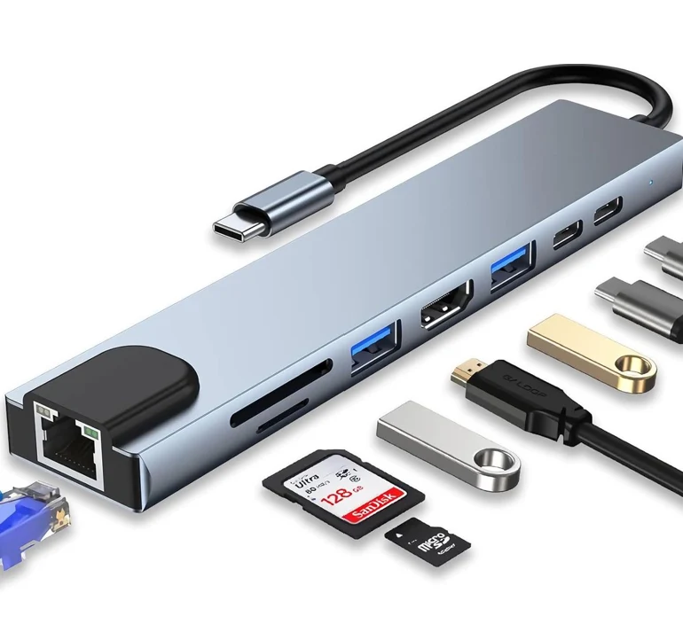 8-in-1 USB C Adapter met 4K HDMI, 100W PD, USB C-poort, USB 3.0, RJ45 Ethernet, SD/TF-Kaartlezer - 51Dnspod | Smaakvolle damp – Verzendkosten vrij vanaf 40€ 8-in-1 USB C Adapter met 4K HDMI, 100W PD, USB C-poort, USB 3.0, RJ45 Ethernet, SD/TF-Kaartlezer - 51Dnspod | Smaakvolle damp – Verzendkosten vrij vanaf 40€