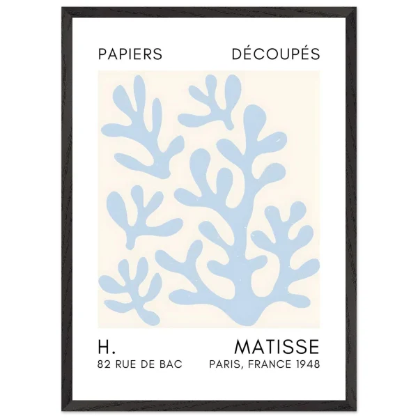 Artfulprints Poster met Lijst Matisse – Coral shadows light blue - 50x70 cm - Blauw - 51Dnspod | Smaakvolle damp – Verzendkosten vrij vanaf 40€