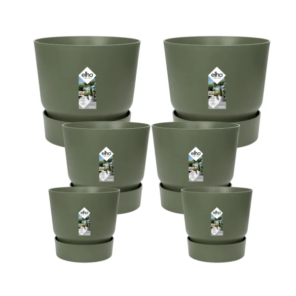 5x Pot elho Greenville groen (2x D30xH28, 1x D24xH23, 2x D14xH13) - 51Dnspod | Smaakvolle damp – Verzendkosten vrij vanaf 40€