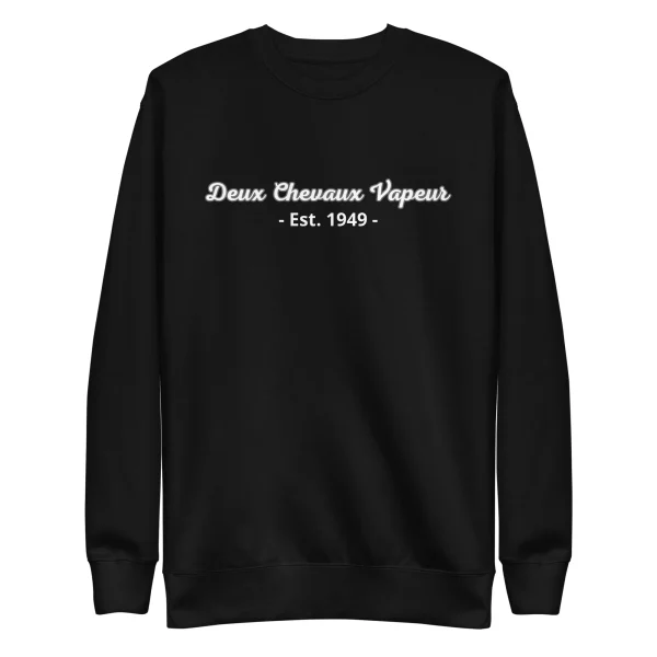 "Deux Chevaux Vapeur" Est. 1949 sweatshirt verkrijgbaar in Zwart, Navy, Grijs of Wit - 51Dnspod | Smaakvolle damp – Verzendkosten vrij vanaf 40€