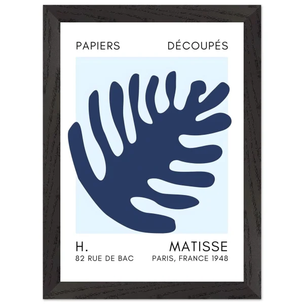 Artfulprints Poster met Lijst Matisse – Coral bloom navy blue I - A4 21x29.7 cm - Blauw - 51Dnspod | Smaakvolle damp – Verzendkosten vrij vanaf 40€