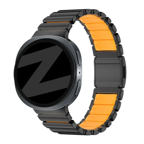 Bandz Samsung Galaxy Watch 8 Classic titanium band 'Hybrid' (zwart/oranje) - 51Dnspod | Smaakvolle damp – Verzendkosten vrij vanaf 40€