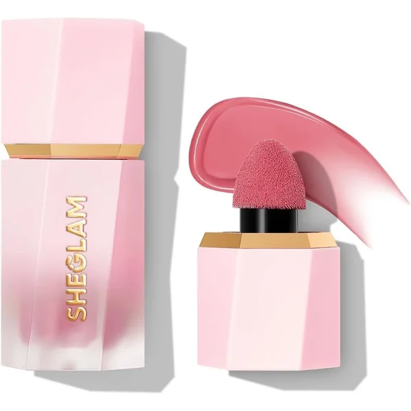 2 Stuks Vloeibare Blush – SHEGLAM Color Bloom Matte Finish – Love Cake – Waterproof Blush Met Lichte Dekking – Vitamine C Verrijkt – Cruelty-Free Vloeibare Rouge Met Spons Applicator – Langho