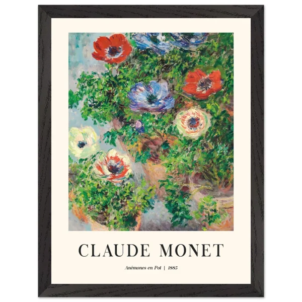 Artfulprints Poster met Lijst Claude Monet - Anémones en pot - 30x40 cm - Groen - 51Dnspod | Smaakvolle damp – Verzendkosten vrij vanaf 40€