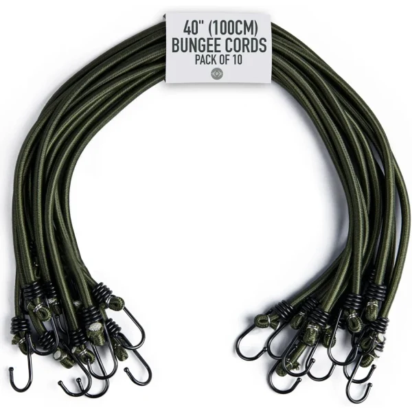 10 Stuks – Elastische Bungee Koorden 100 cm – Spanbanden met Haken – 8 mm Dikke Bagagespanners – J-Haak Sjorbanden – Weerbestendige Koorden voor Kamperen Vervoer Tuinwerk Fietsen Outdoor Gebr