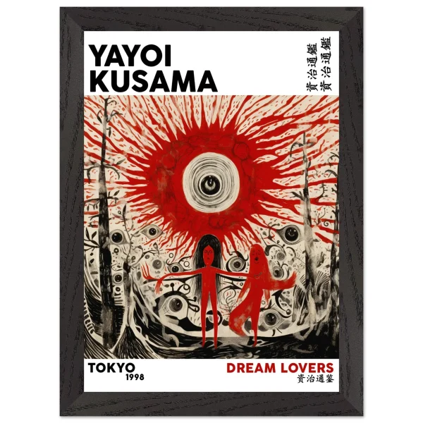 Artfulprints Poster met Lijst Yayoi Kusama - Dream lovers - A4 21x29.7 cm - Rood - 51Dnspod | Smaakvolle damp – Verzendkosten vrij vanaf 40€