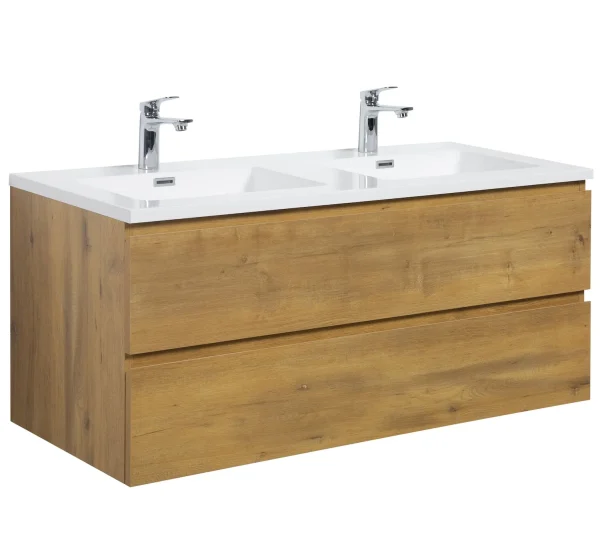 Badplaats Badkamermeubel Set Angela 120 cm – Eiken – Badmeubel met Wastafel - 51Dnspod | Smaakvolle damp – Verzendkosten vrij vanaf 40€
