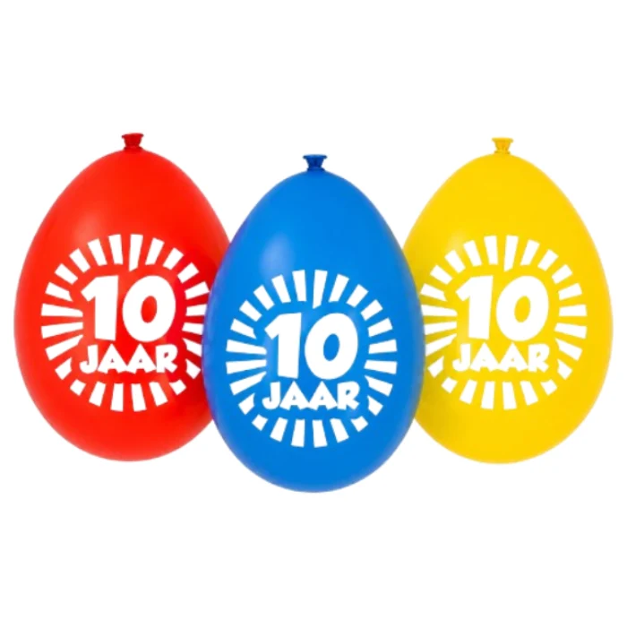 Ballonnen 10 jaar meerkleurig 30 cm - 10 stuks - 51Dnspod | Smaakvolle damp – Verzendkosten vrij vanaf 40€ Ballonnen 10 jaar meerkleurig 30 cm - 10 stuks - 51Dnspod | Smaakvolle damp – Verzendkosten vrij vanaf 40€