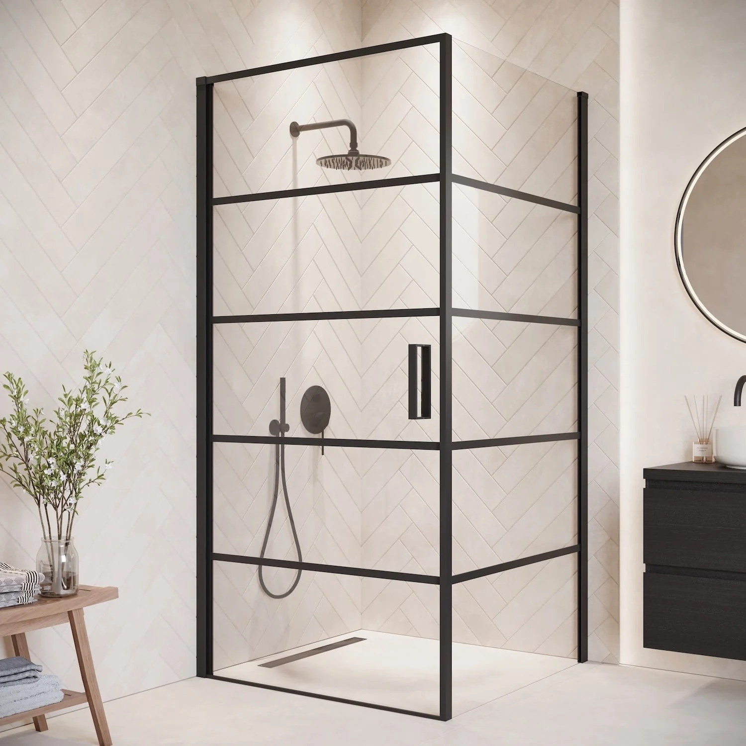 Badplaats Douchecabine Alava 90 x 90 x 190cm – Zwart met strepen – Douchewand met Draaideur - 51Dnspod | Smaakvolle damp – Verzendkosten vrij vanaf 40€ Badplaats Douchecabine Alava 90 x 90 x 190cm – Zwart met strepen – Douchewand met Draaideur - 51Dnspod | Smaakvolle damp – Verzendkosten vrij vanaf 40€