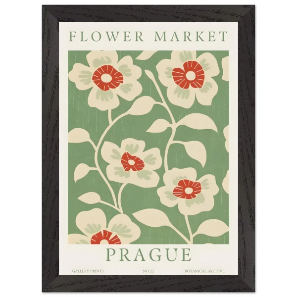 Artfulprints Poster met Lijst Flower market - Prague I - A4 21x29.7 cm - Meerkleurig - 51Dnspod | Smaakvolle damp – Verzendkosten vrij vanaf 40€