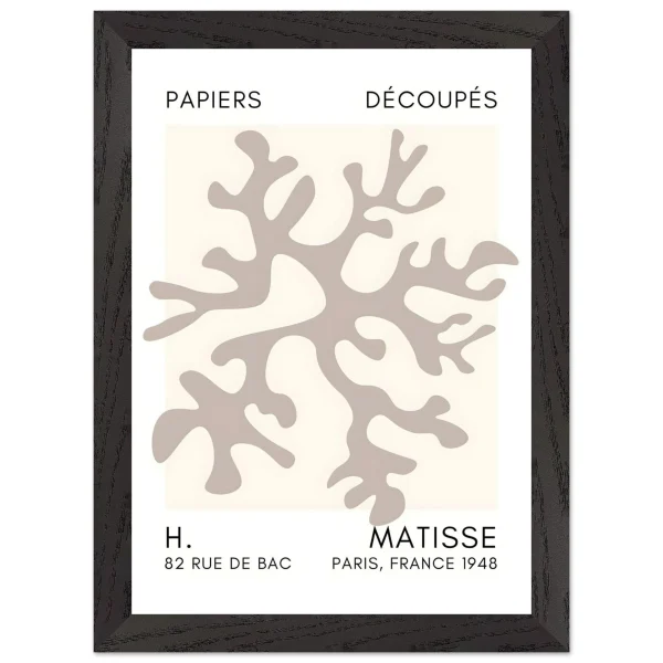 Artfulprints Poster met Lijst Matisse – Dreamy coral flower grey - A4 21x29.7 cm - Grijs - 51Dnspod | Smaakvolle damp – Verzendkosten vrij vanaf 40€