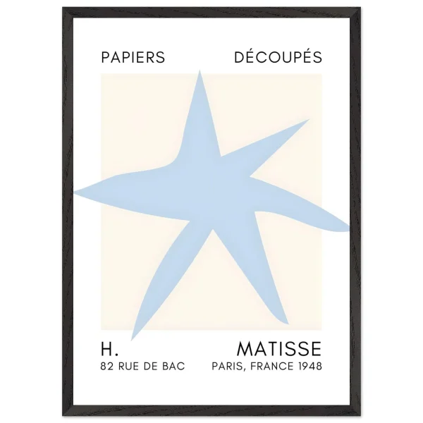 Artfulprints Poster met Lijst Matisse – Star of the sea light blue - 50x70 cm - Blauw - 51Dnspod | Smaakvolle damp – Verzendkosten vrij vanaf 40€