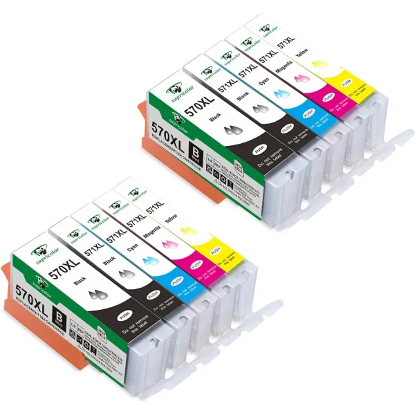 10-Pack Compatibele Inktcartridges - Canon 570XL/571XL - Geschikt Voor Diverse Canon PIXMA Printers - Hoogwaardige Afdrukkwaliteit - Zwart en Kleur - XL Capaciteit - 51Dnspod | Smaakvolle dam