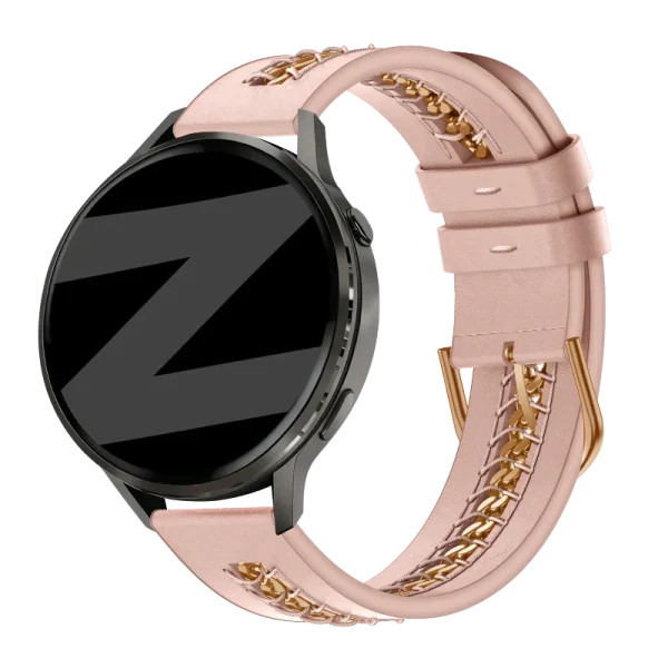 Bandz Huawei Watch GT 3 - 42mm leren band 'Chains' (roze) - 51Dnspod | Smaakvolle damp – Verzendkosten vrij vanaf 40€