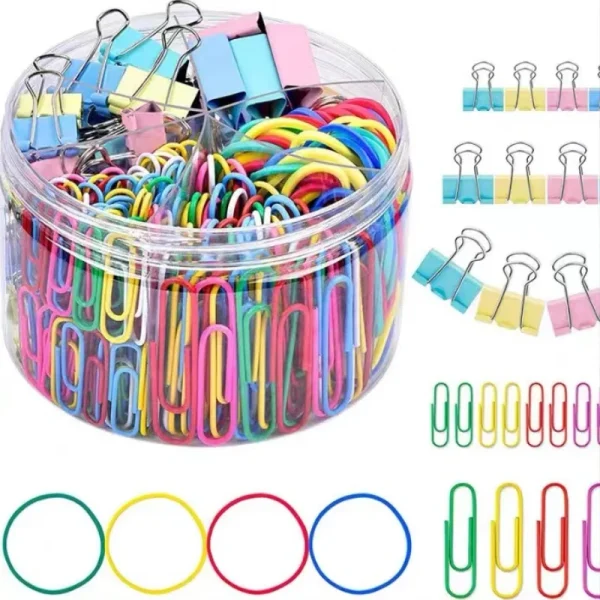 240-delige paperclip en binder set | Bureauaccessoires | Clips en elastiekjes voor school of kantoor - 51Dnspod | Smaakvolle damp – Verzendkosten vrij vanaf 40€