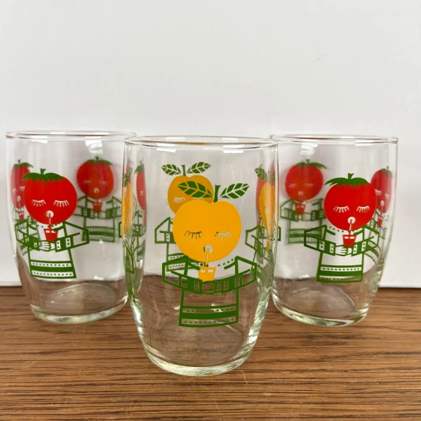 3 vintage glaasjes rood geel - 51Dnspod | Smaakvolle damp – Verzendkosten vrij vanaf 40€