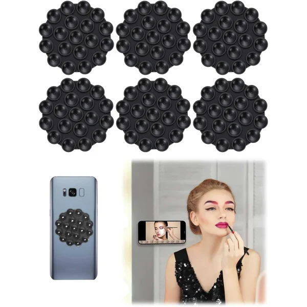 6 Stuks Silicone Zuignap Telefoonmat - Zelfklevende Anti-Slip Zuignap Mat Voor Universele Telefoonhouder - Geschikt Voor Bevestiging Op Gladde Oppervlakken - Ideaal Voor Video's, Koken, en Ba