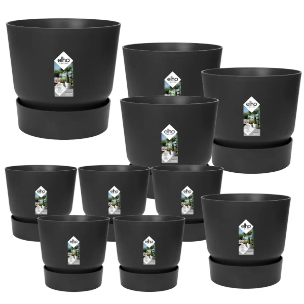 10x Pot elho Greenville zwart (5x D14x13, 1x D24xH23, 3x D30xH28, 1x D39xH37) - 51Dnspod | Smaakvolle damp – Verzendkosten vrij vanaf 40€