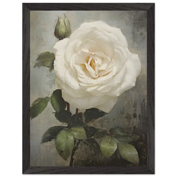 Artfulprints Poster met Lijst White rose - 30x40 cm - Wit - 51Dnspod | Smaakvolle damp – Verzendkosten vrij vanaf 40€