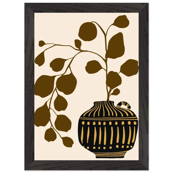 Artfulprints Poster met Lijst Boho – Golden vase - A4 21x29.7 cm - Bruin - 51Dnspod | Smaakvolle damp – Verzendkosten vrij vanaf 40€